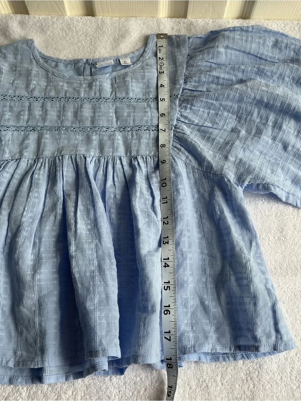 GAP Light Blue Textured Peasant Blouse